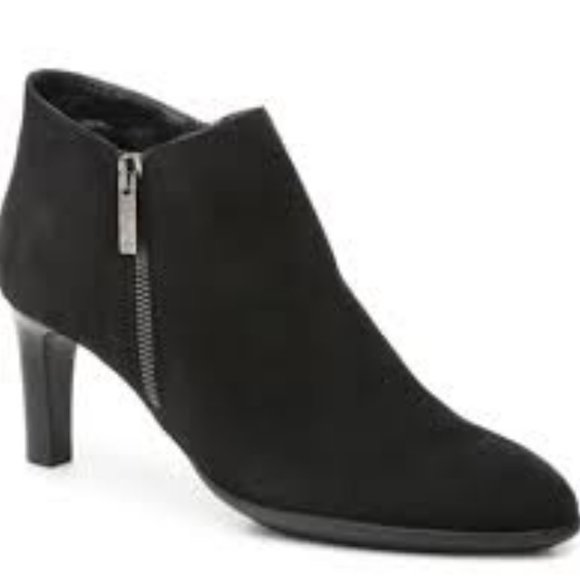 Aquatalia | Women's Black Suede Heeled Booties Size 9 Style "Dina" DB2 - Picture 1 of 15